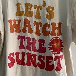 Cream Graphic Tee with Sunset Print